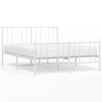 vidaXL Metal Bed Frame without Mattress with Footboard White 135x190cm 2