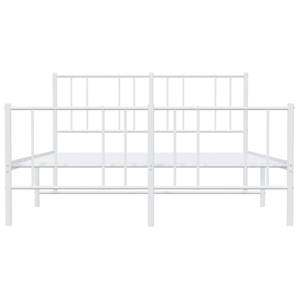 vidaXL Metal Bed Frame without Mattress with Footboard White 135x190cm 6