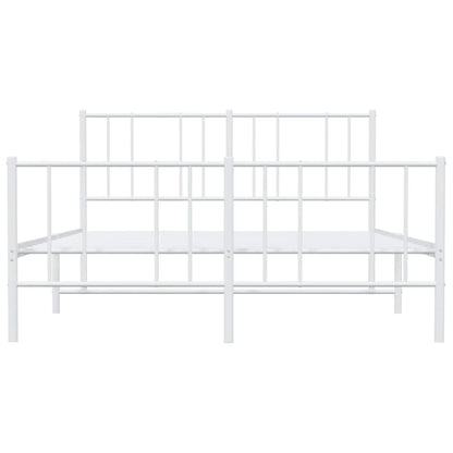 vidaXL Metal Bed Frame without Mattress with Footboard White 135x190cm 6