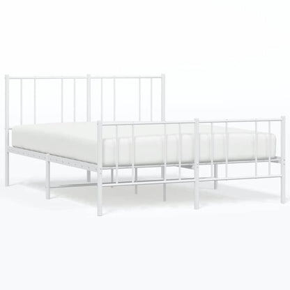 vidaXL Metal Bed Frame without Mattress with Footboard White 140x190cm 2