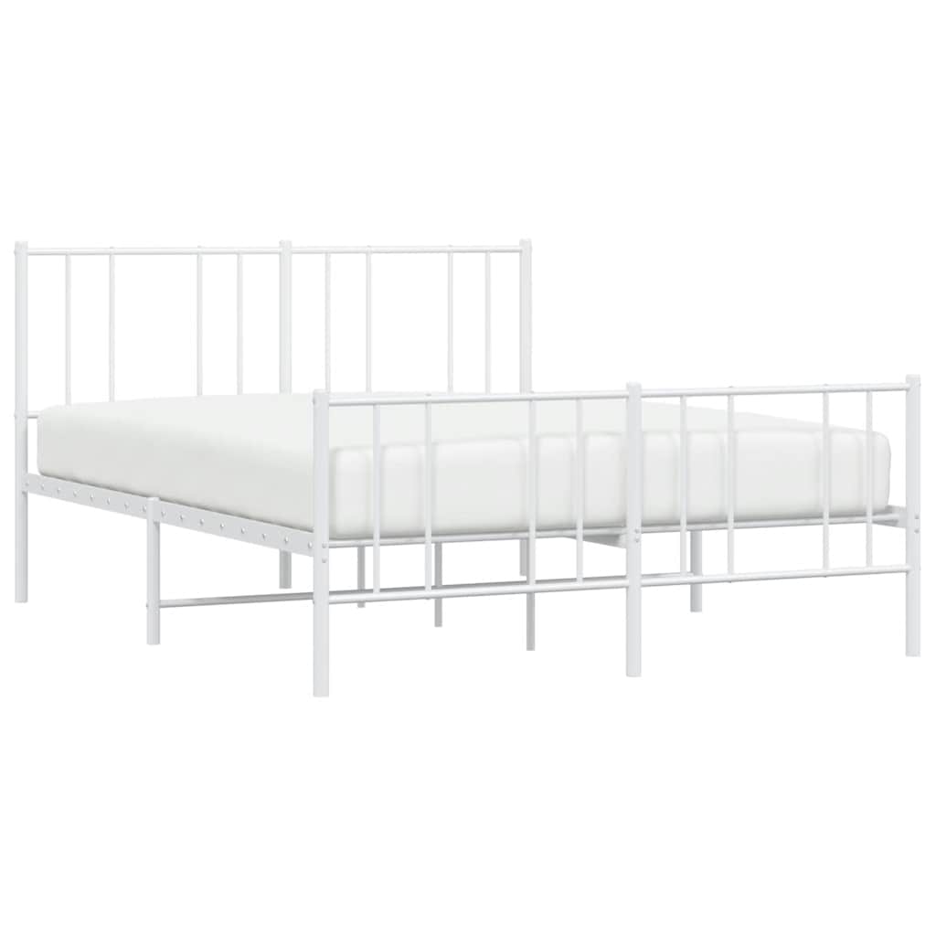 vidaXL Metal Bed Frame without Mattress with Footboard White 140x190cm 5