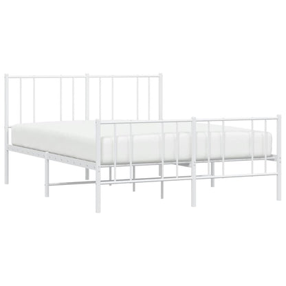 vidaXL Metal Bed Frame without Mattress with Footboard White 140x190cm 5