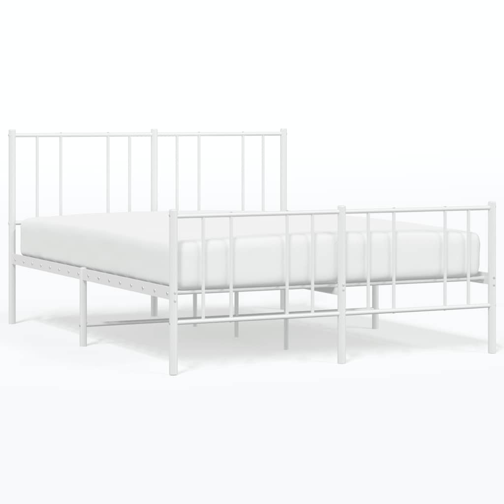 vidaXL Metal Bed Frame without Mattress with Footboard White 140x200cm 2