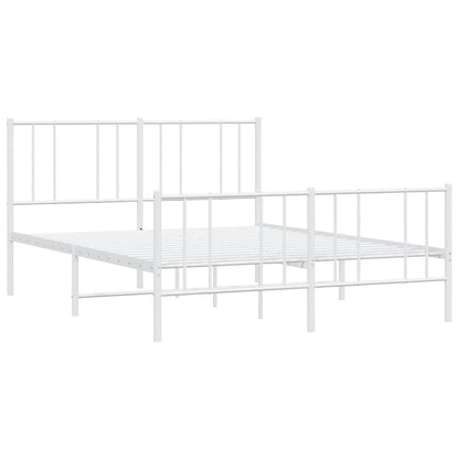 vidaXL Metal Bed Frame without Mattress with Footboard White 140x200cm 3