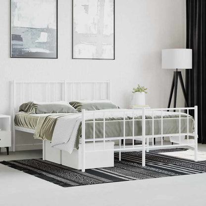 vidaXL Metal Bed Frame without Mattress with Footboard White 140x200cm 4