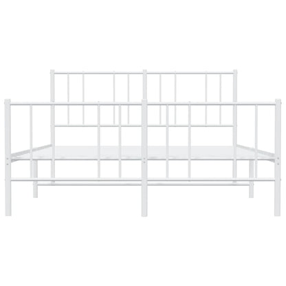vidaXL Metal Bed Frame without Mattress with Footboard White 140x200cm 6
