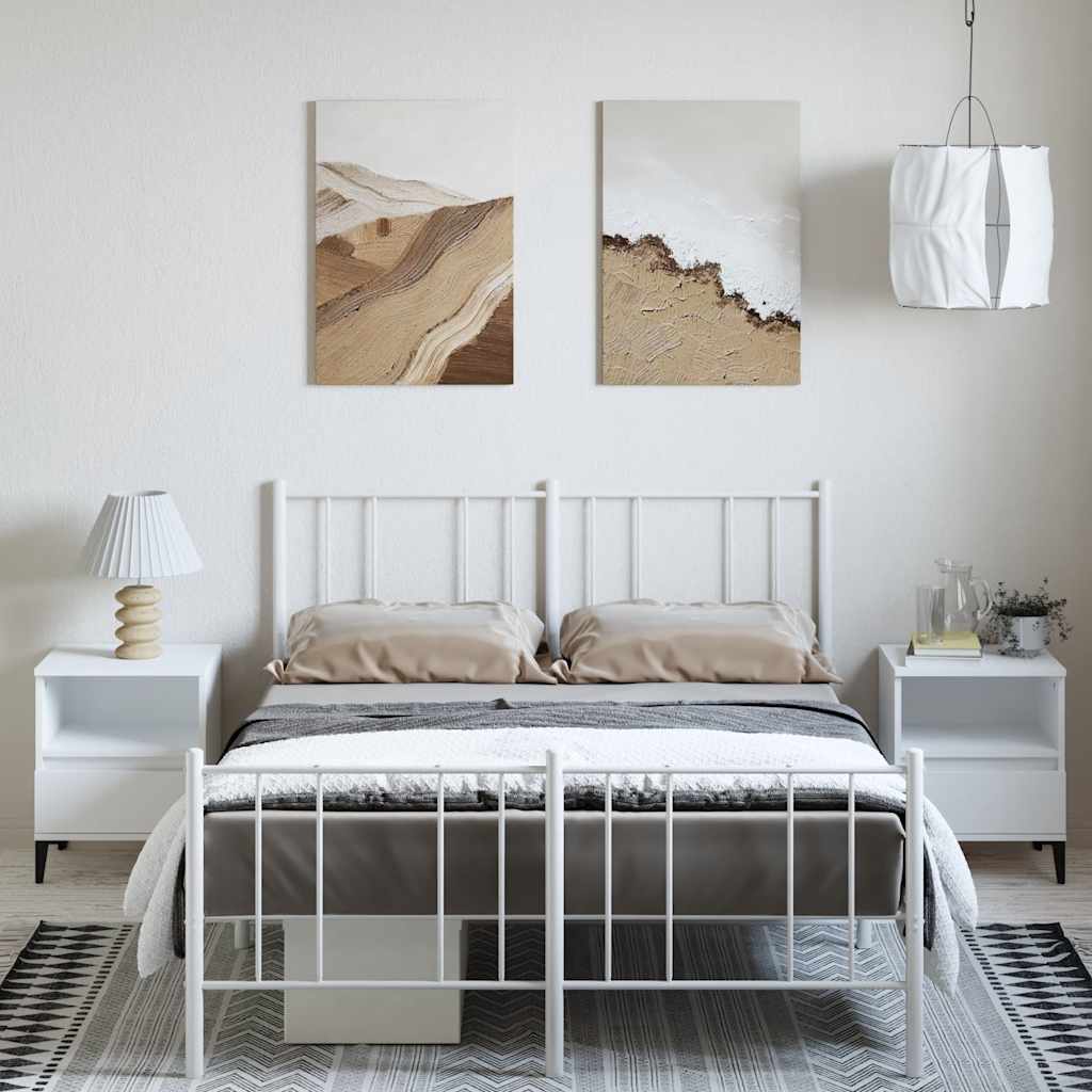 vidaXL Metal Bed Frame without Mattress with Footboard White 150x200cm 3