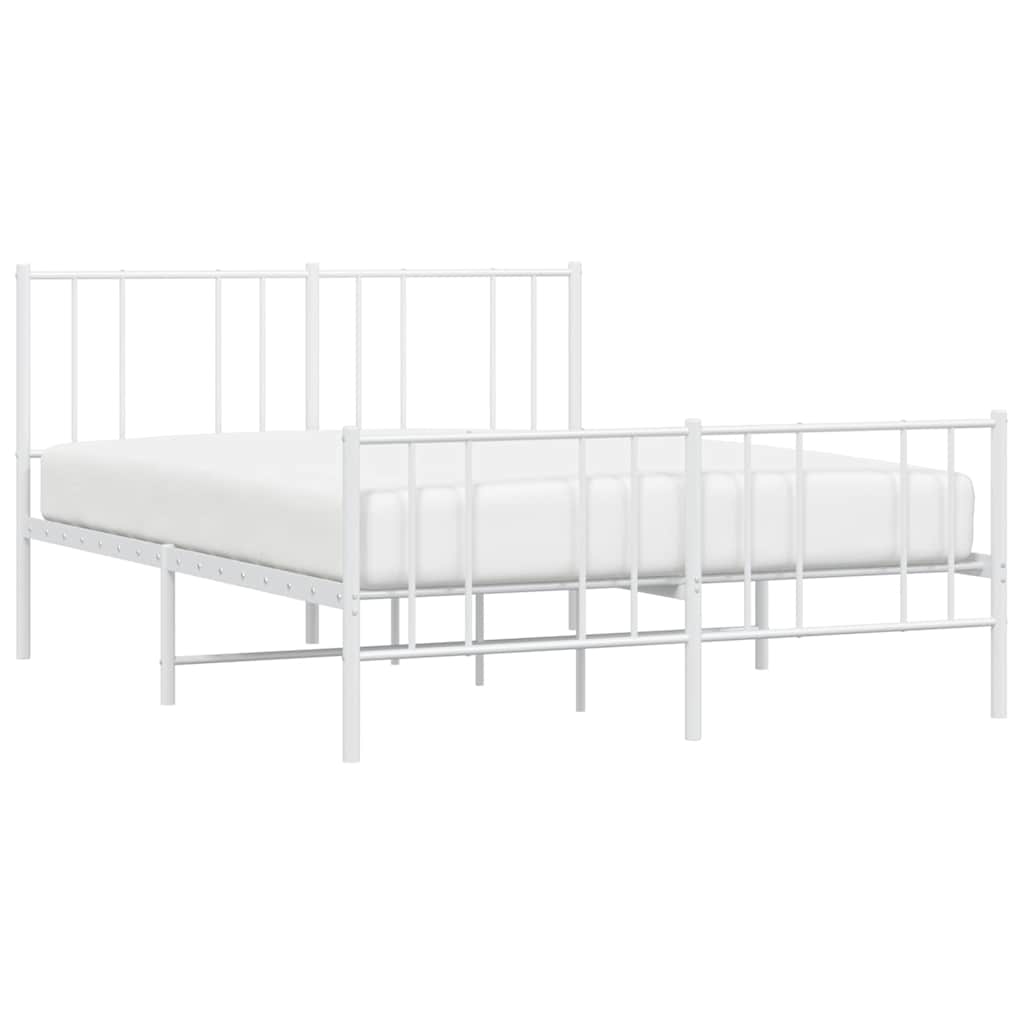 vidaXL Metal Bed Frame without Mattress with Footboard White 150x200cm 5
