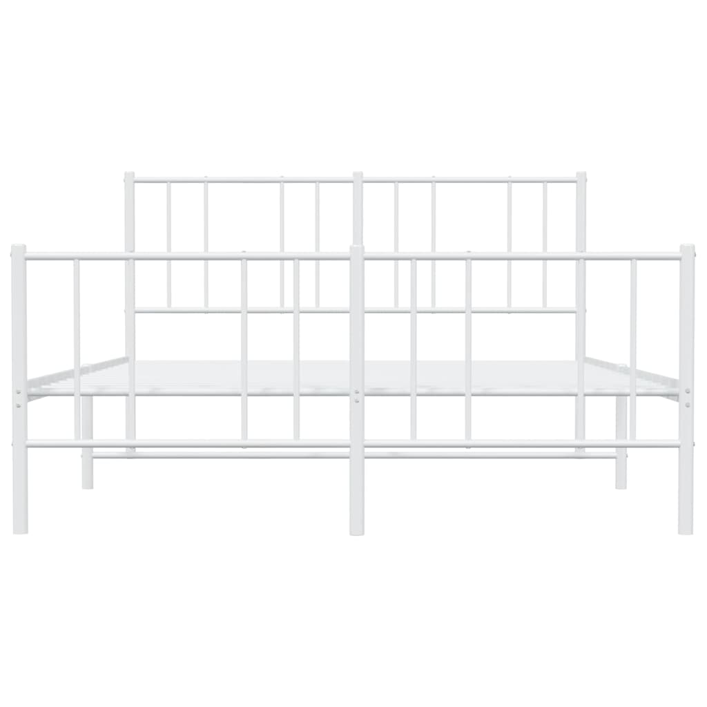 vidaXL Metal Bed Frame without Mattress with Footboard White 150x200cm 6