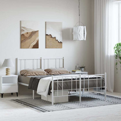 vidaXL Metal Bed Frame without Mattress with Footboard White 150x200cm 1