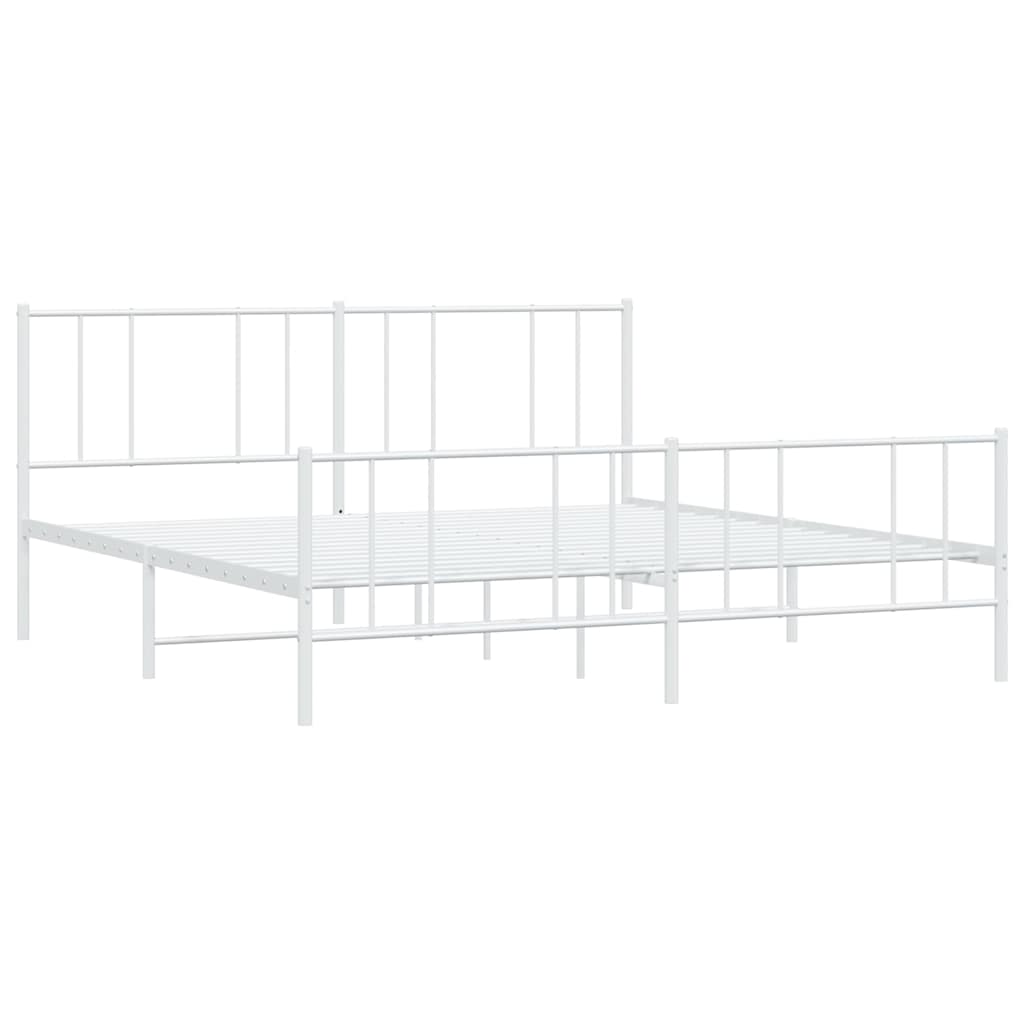 vidaXL Metal Bed Frame without Mattress with Footboard White 183x213cm 4