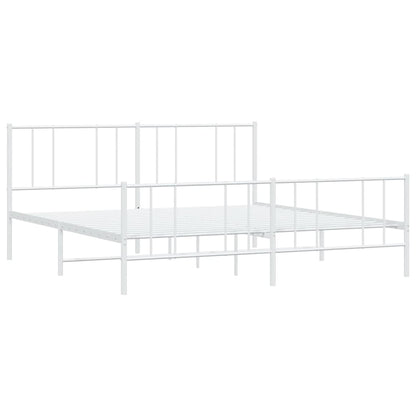 vidaXL Metal Bed Frame without Mattress with Footboard White 183x213cm 4