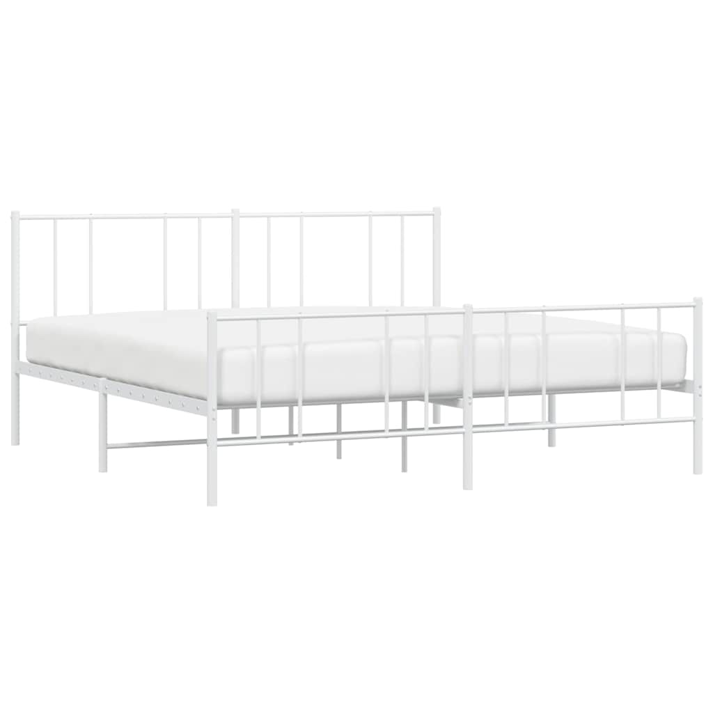 vidaXL Metal Bed Frame without Mattress with Footboard White 183x213cm 5