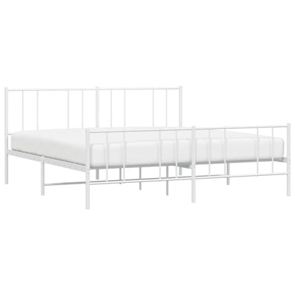 vidaXL Metal Bed Frame without Mattress with Footboard White 183x213cm 5