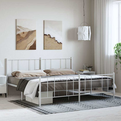 vidaXL Metal Bed Frame without Mattress with Footboard White 183x213cm 1