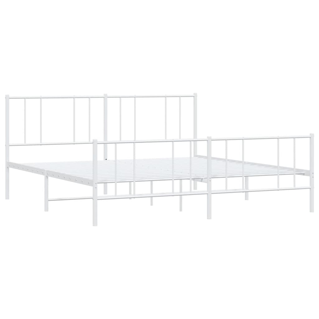 vidaXL Metal Bed Frame without Mattress with Footboard White 193x203cm 4
