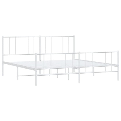 vidaXL Metal Bed Frame without Mattress with Footboard White 193x203cm 4