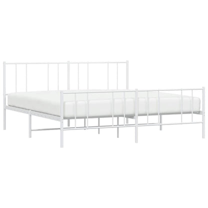 vidaXL Metal Bed Frame without Mattress with Footboard White 193x203cm 5