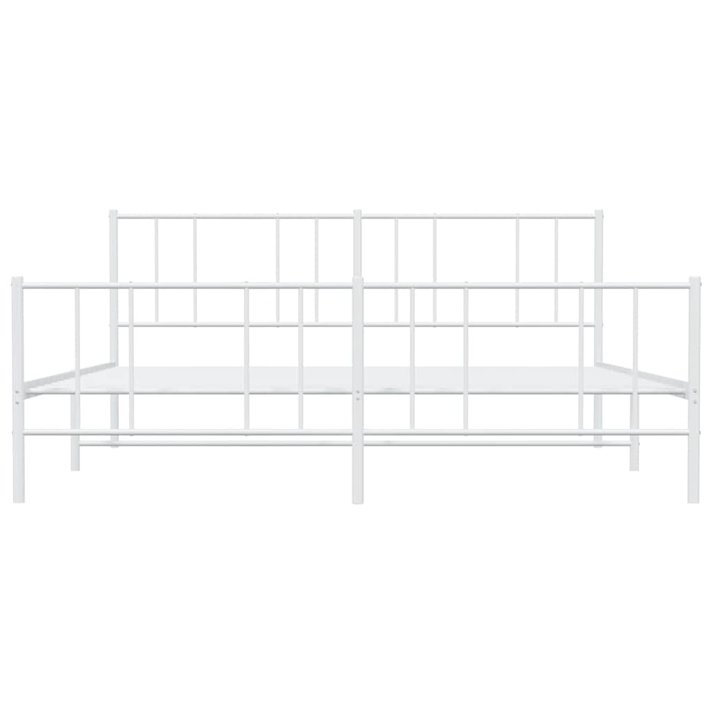 vidaXL Metal Bed Frame without Mattress with Footboard White 193x203cm 6