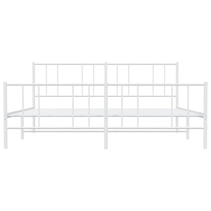 vidaXL Metal Bed Frame without Mattress with Footboard White 193x203cm 6