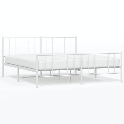 vidaXL Metal Bed Frame without Mattress with Footboard White 200x200cm 2