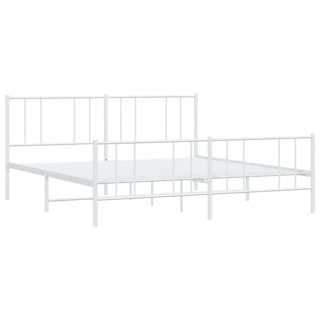vidaXL Metal Bed Frame without Mattress with Footboard White 200x200cm 3