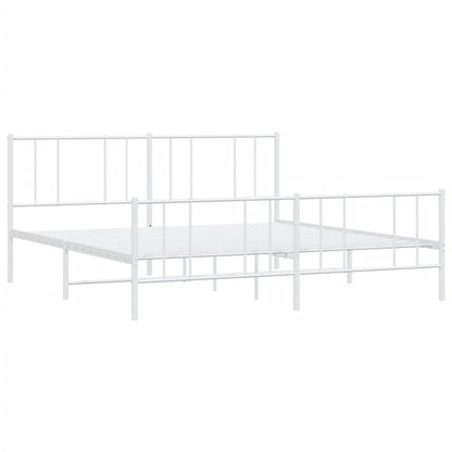 vidaXL Metal Bed Frame without Mattress with Footboard White 200x200cm 3
