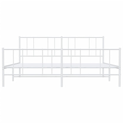 vidaXL Metal Bed Frame without Mattress with Footboard White 200x200cm 6