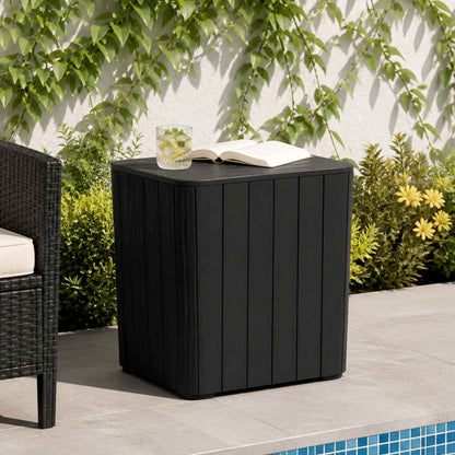 vidaXL Garden Table with Removable Lid Black Polypropylene 1