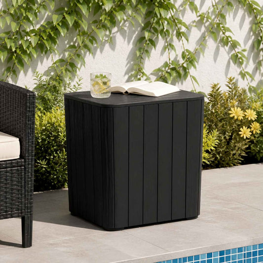 Garden Table with Removable Lid Polypropylene Black