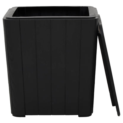 vidaXL Garden Table with Removable Lid Black Polypropylene 3