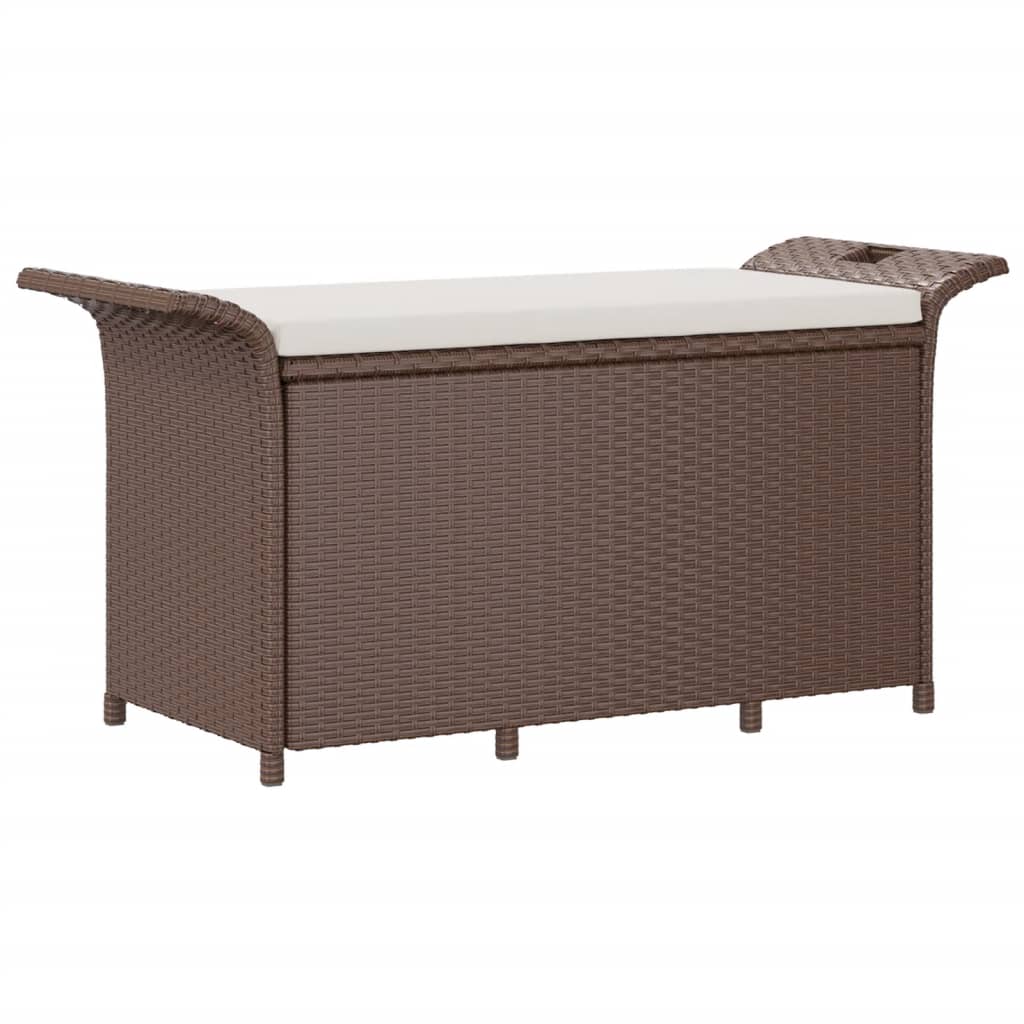 vidaXL Garden Bench with Cushion Brown 116x46x57 cm Poly Rattan 2