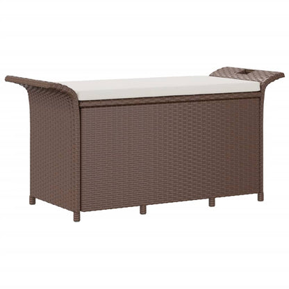 vidaXL Garden Bench with Cushion Brown 116x46x57 cm Poly Rattan 2
