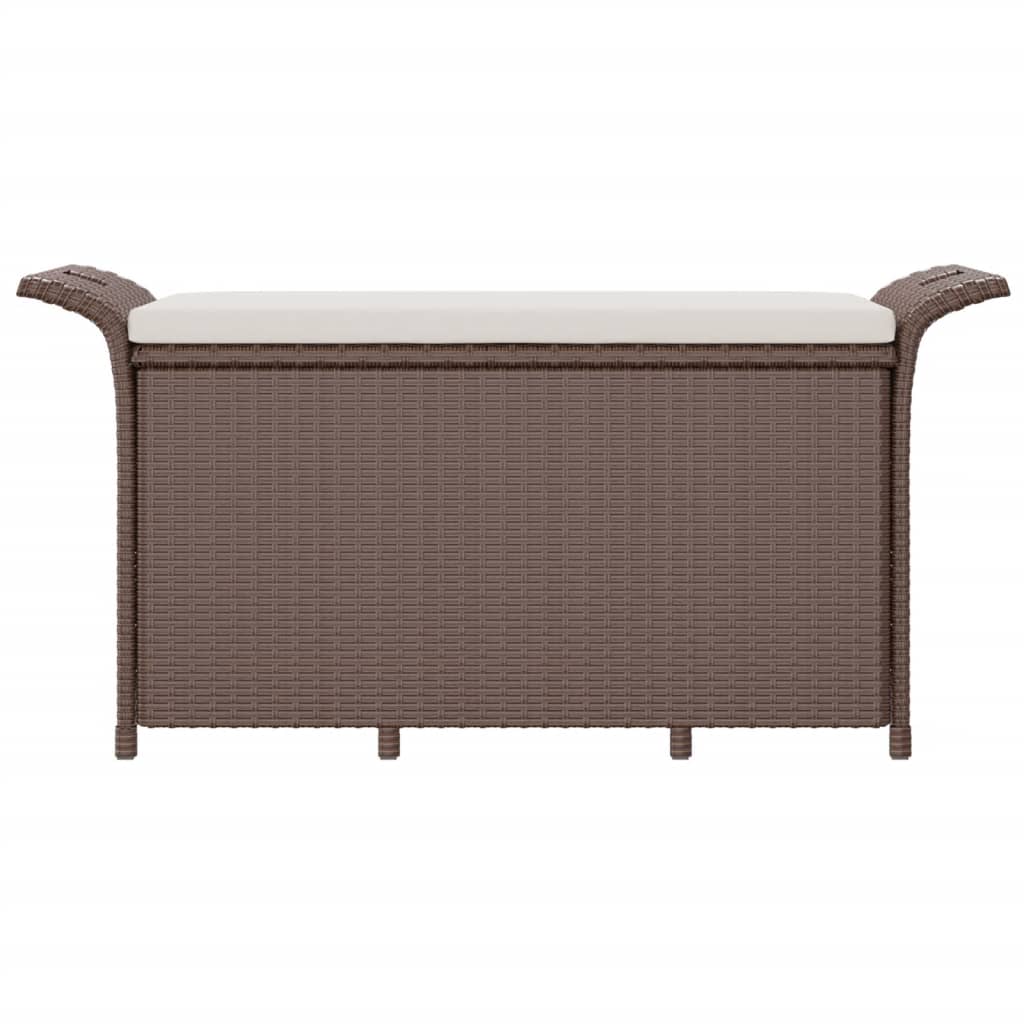 vidaXL Garden Bench with Cushion Brown 116x46x57 cm Poly Rattan 3