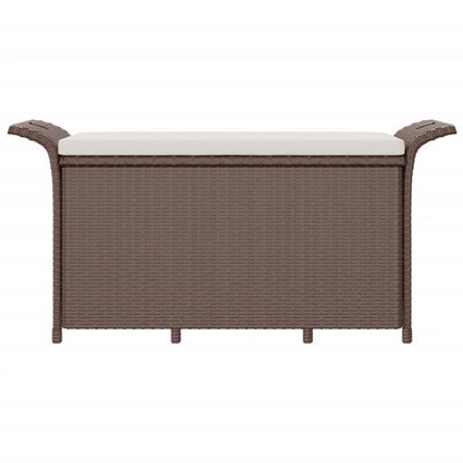 vidaXL Garden Bench with Cushion Brown 116x46x57 cm Poly Rattan 3