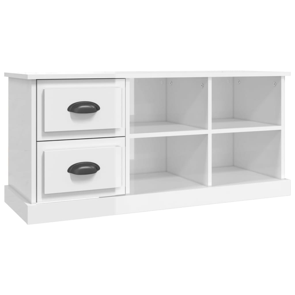 vidaXL TV Cabinet High Gloss White 102x35.5x47.5 cm Engineered Wood 2