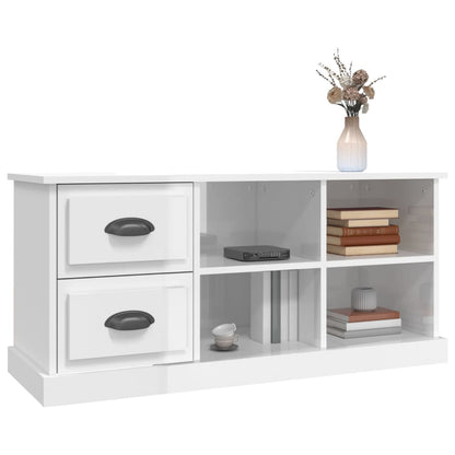 vidaXL TV Cabinet High Gloss White 102x35.5x47.5 cm Engineered Wood 4
