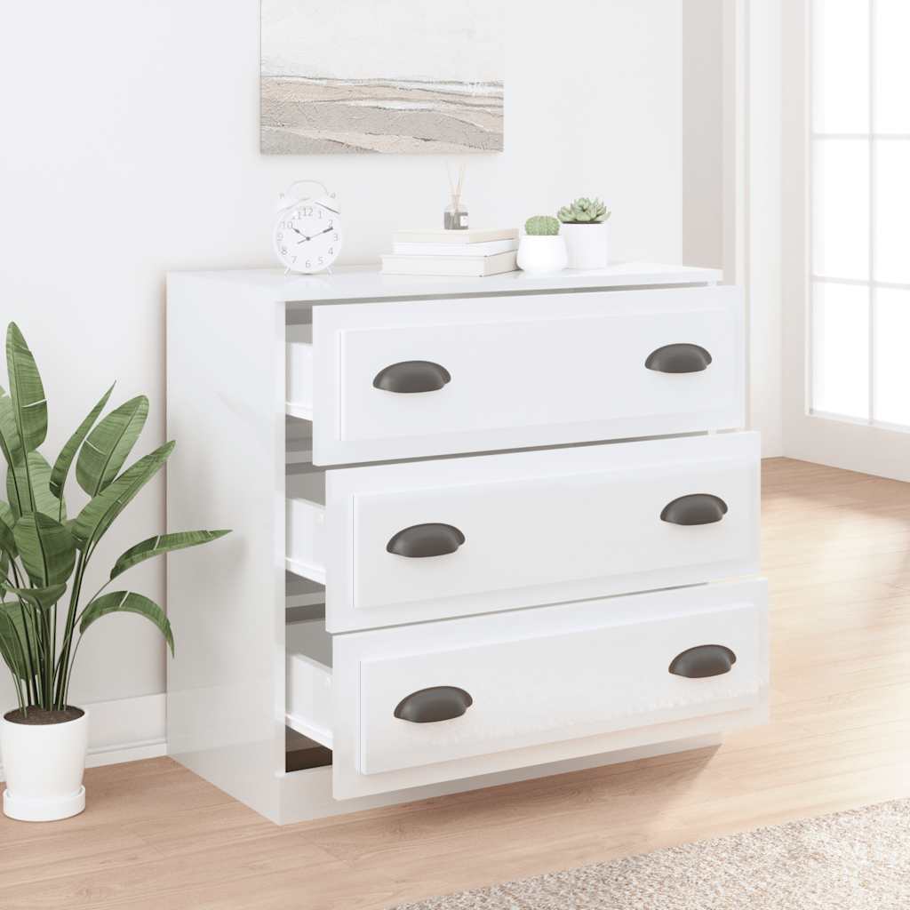 vidaXL Sideboard High Gloss White 70x35.5x67.5 cm Engineered Wood 6