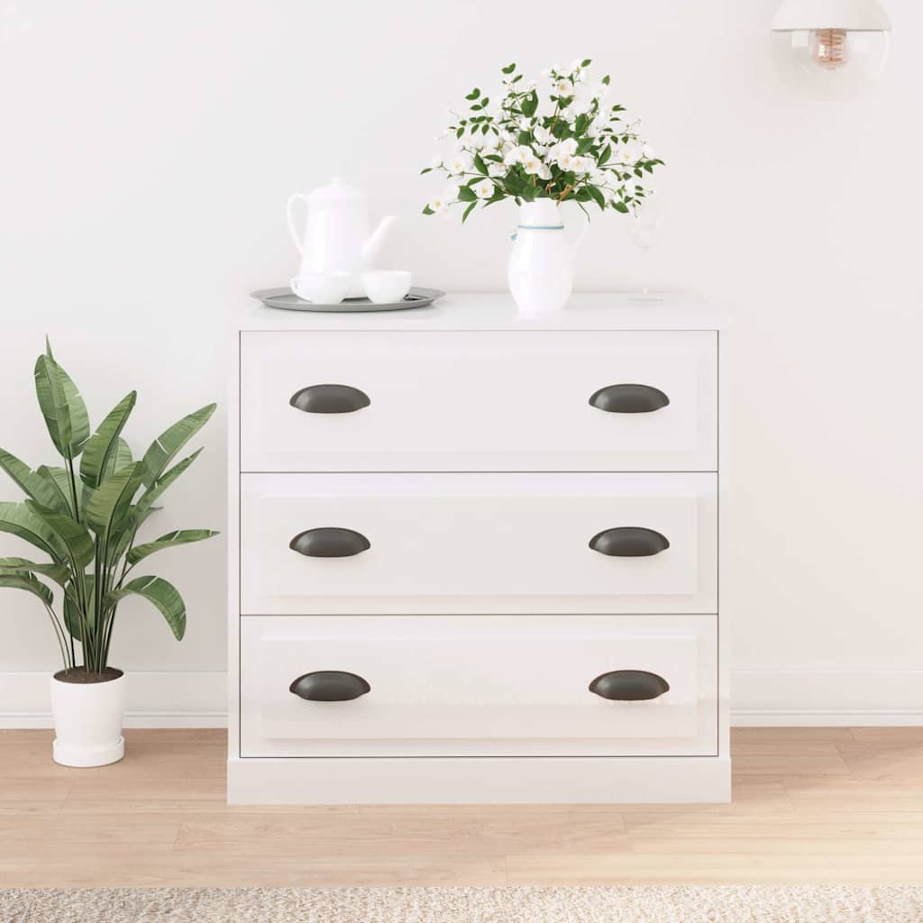 vidaXL Sideboard High Gloss White 70x35.5x67.5 cm Engineered Wood 1