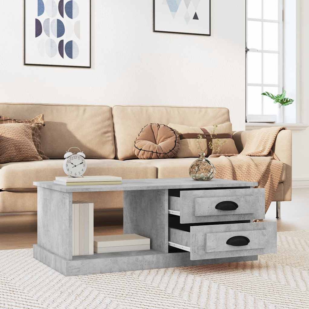 vidaXL Coffee Table Concrete Grey 90x50x35 cm Engineered Wood 3