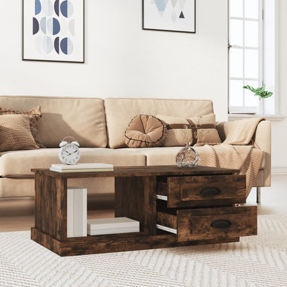 vidaXL Coffee Table Smoked Oak 90x50x35 cm Engineered Wood 3
