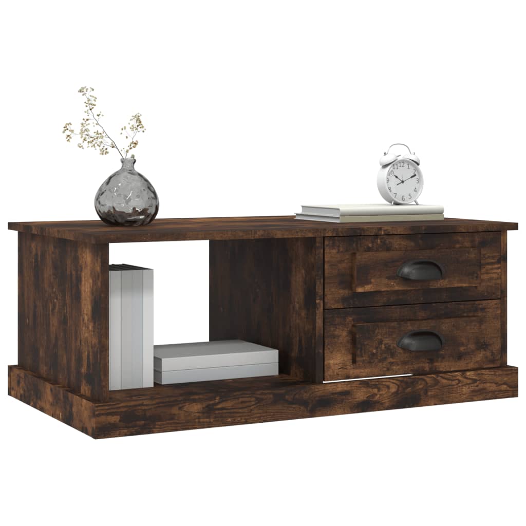 vidaXL Coffee Table Smoked Oak 90x50x35 cm Engineered Wood 4
