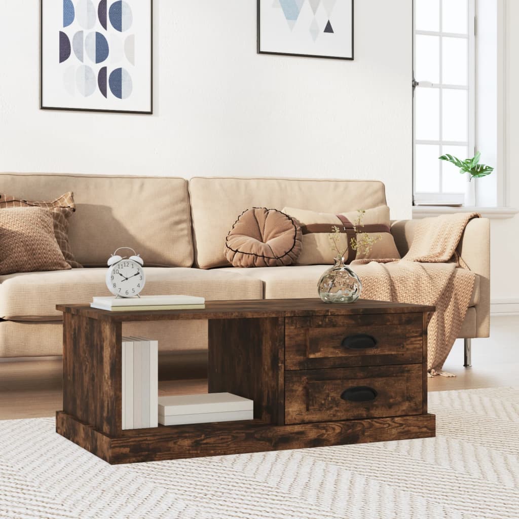 vidaXL Coffee Table Smoked Oak 90x50x35 cm Engineered Wood 1