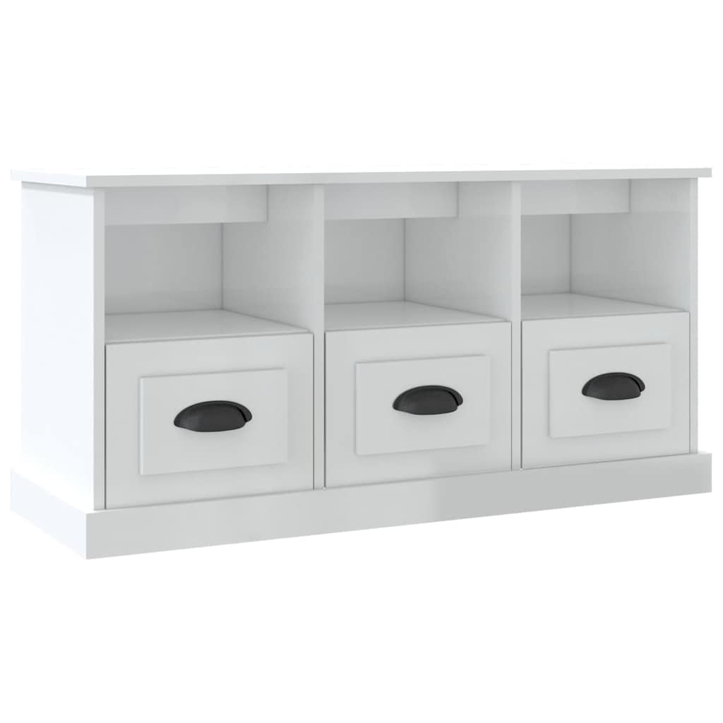 vidaXL TV Cabinet High Gloss White 100x35x50 cm Engineered Wood 2