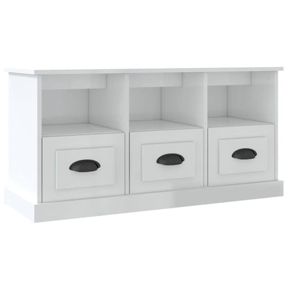 vidaXL TV Cabinet High Gloss White 100x35x50 cm Engineered Wood 2