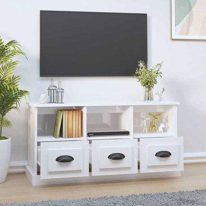 vidaXL TV Cabinet High Gloss White 100x35x50 cm Engineered Wood 3