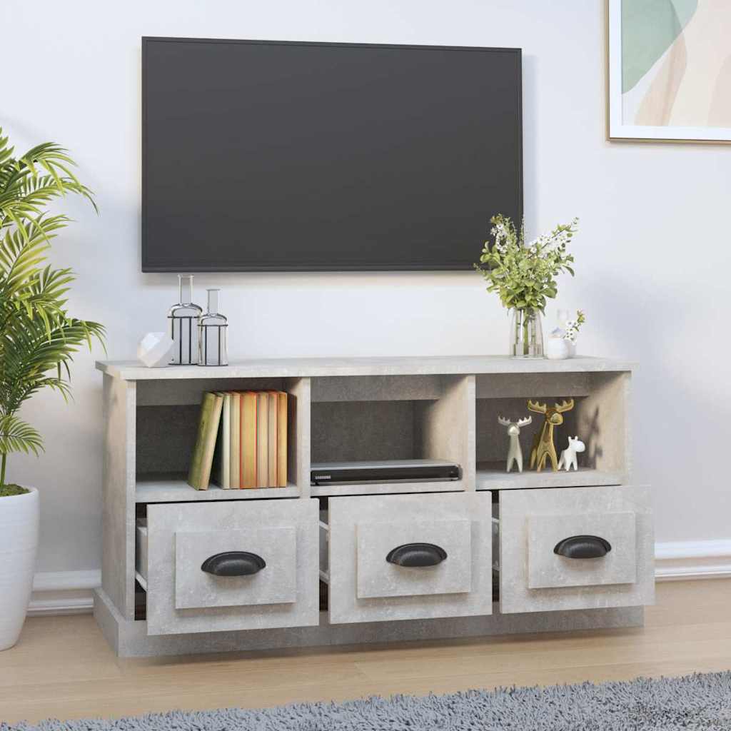 vidaXL TV Cabinet Concrete Grey 100x35x50 cm Engineered Wood 3