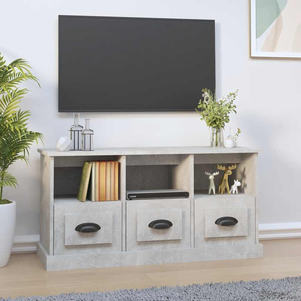 vidaXL TV Cabinet Concrete Grey 100x35x50 cm Engineered Wood 1