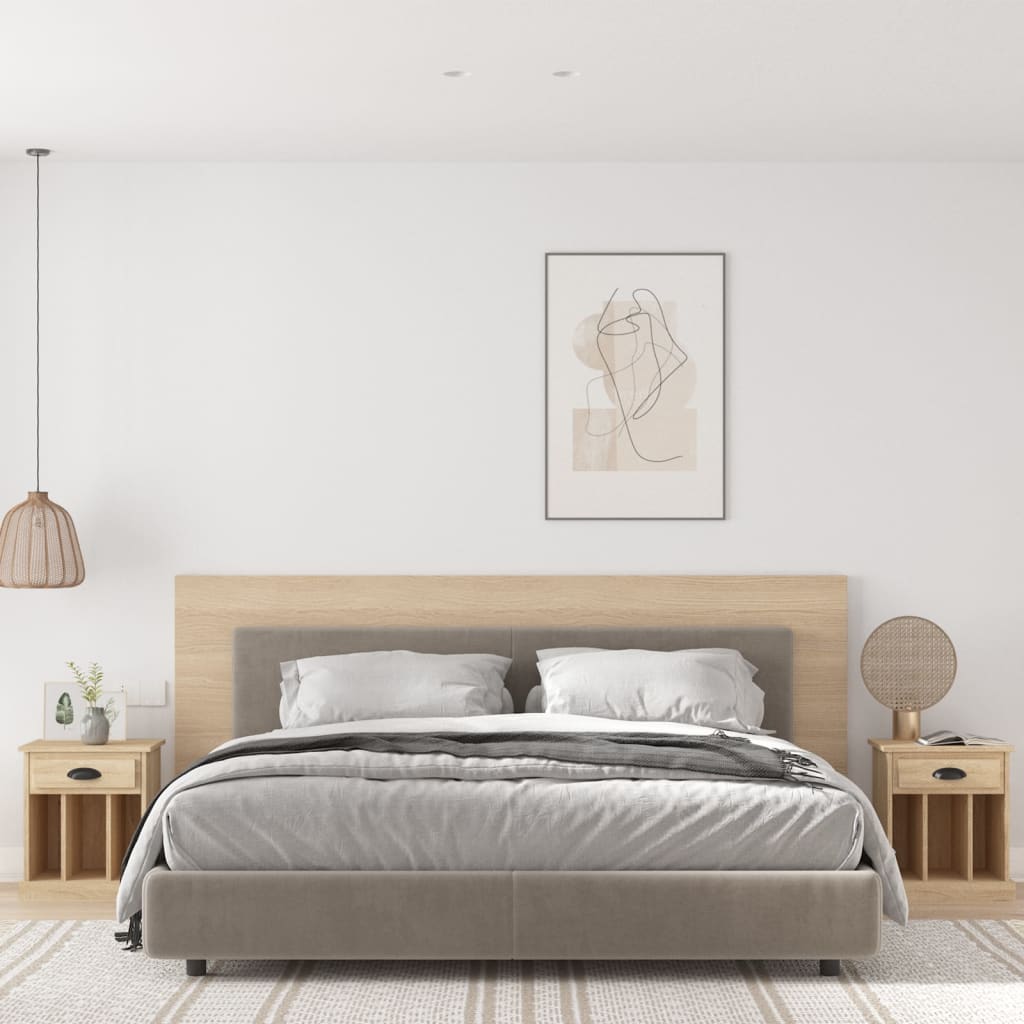vidaXL Bedside Cabinets 2 pcs Sonoma Oak 43x36x50 cm 1