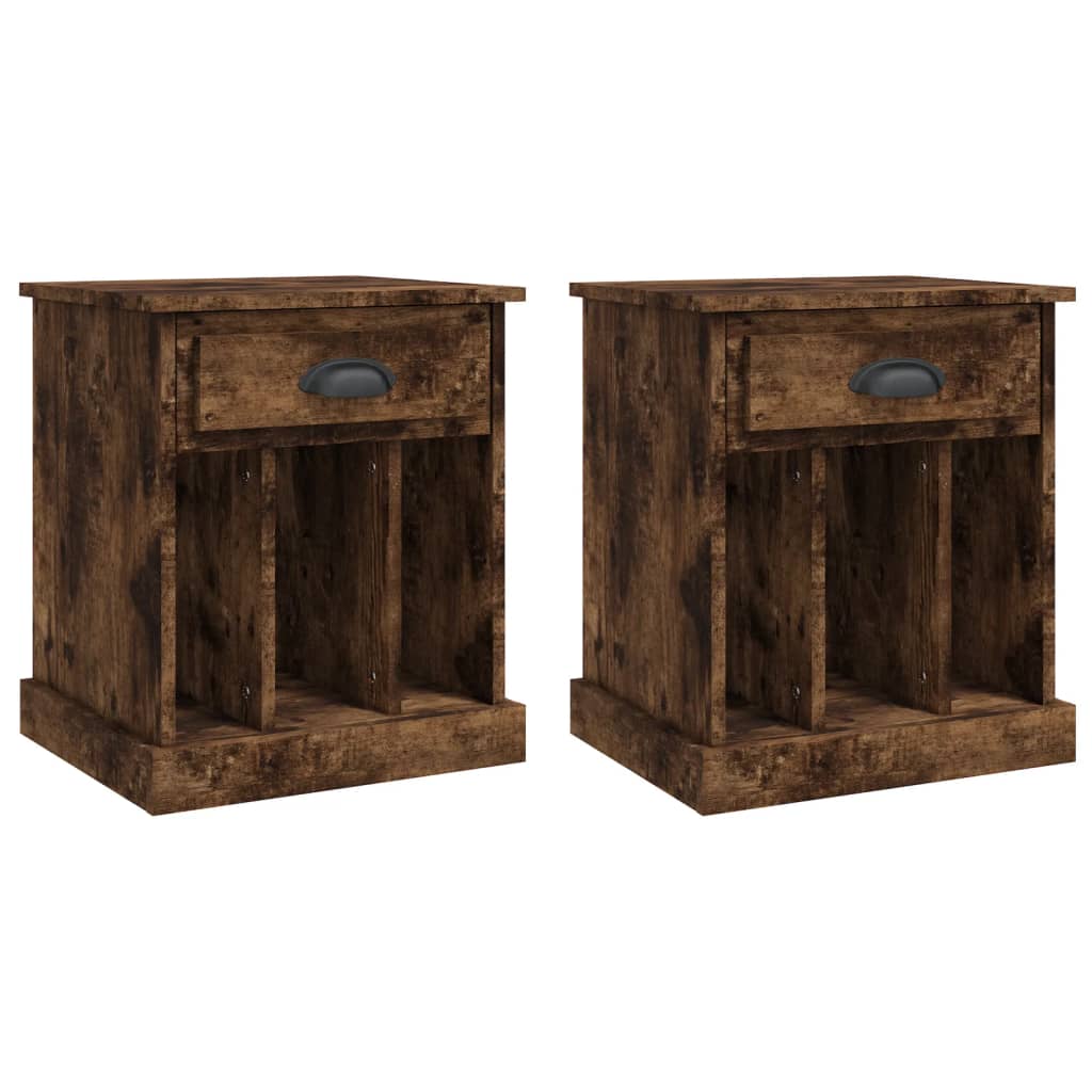 vidaXL Bedside Cabinets 2 pcs Smoked Oak 43x36x50 cm 2